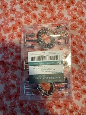 Anker Silver Metal Shower Curtain Hooks with Beaded Rollers